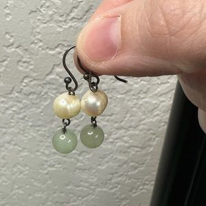 Pearl and Jade Dangle Earrings
